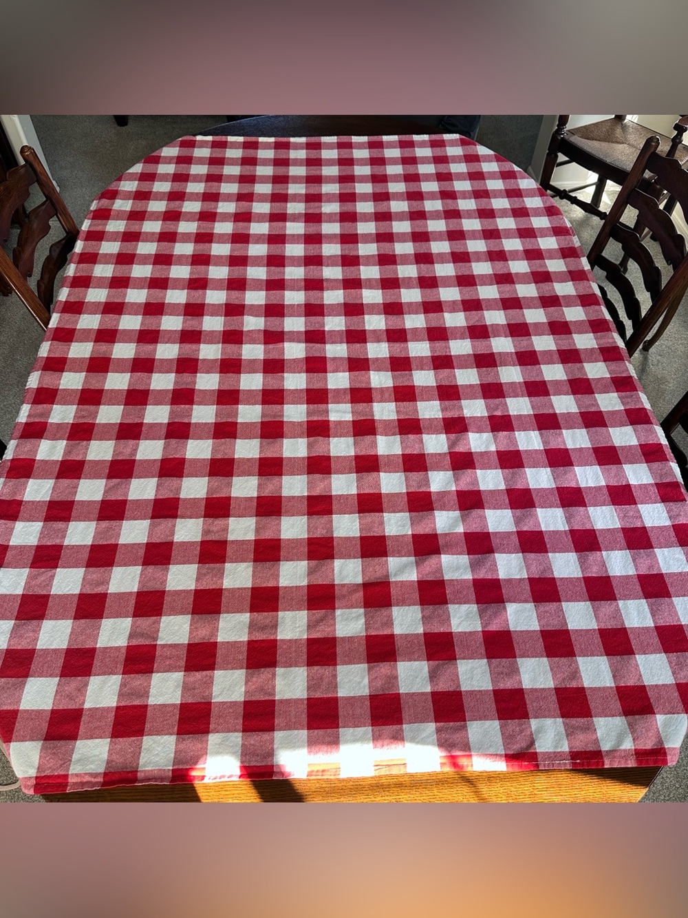 Lintex Home Collection Red White Checkered Tablecloth Rectangle 76x56 Picnic BBQ